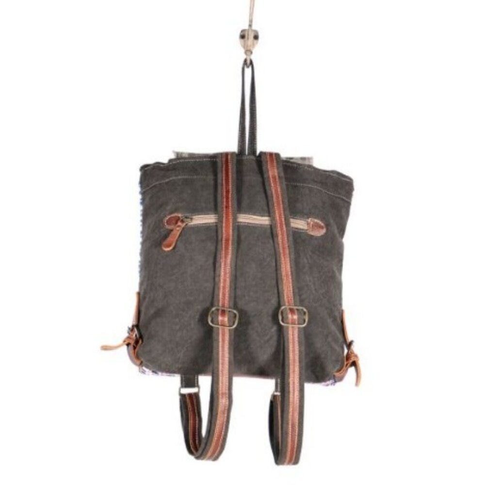 Myra Geometric Patterned Backpack With Brown Acce… - image 4